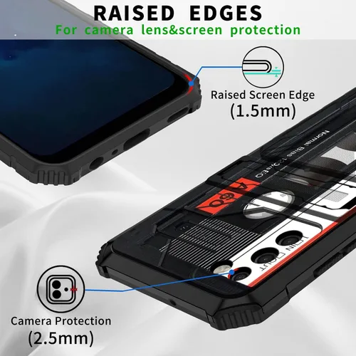 Vista 6 de Funda protectora de TPU suave para Samsung Galaxy A03S con soporte para tarjeta de crédito y soporte de doble capa de policarbonato duro de TPU