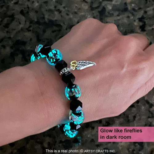 Vista 7 de ARTSY Crafts Glow in the Dark Firefly Beads + Natural Gemstone Bracelets, Handmade in USA