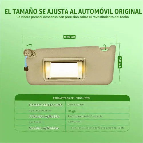 Vista 3 de Visera solar del lado del conductor izquierdo para Honda Accord 2008-017 Beige (conductor izquierdo)