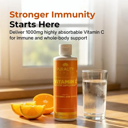 Vista 3 de PURALITY HEALTH Suplemento líquido de vitamina C de 1000 mg por porción, absorción liposomal mejorada, sin OMG, sin gluten, vegano, suministro