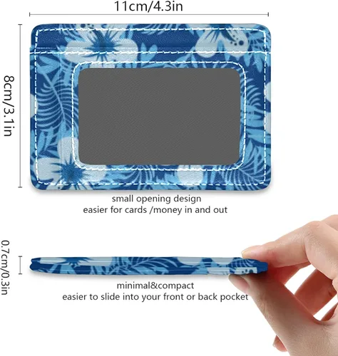 Vista 5 de Billetera de cuero minimalista delgada, bolsillo frontal con bloqueo RFID para tarjetas de crédito, La funda para pasaporte es muy perfecta