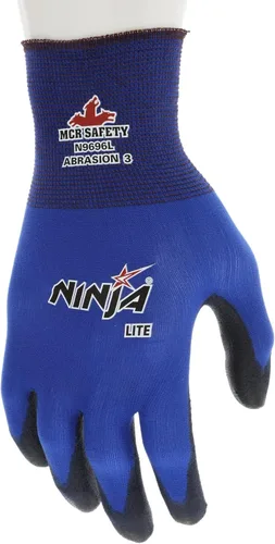 Vista 2 de MCR Safety® ® Lite - Guantes grandes, azul/negro, 12/par - 1 unidad