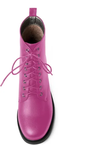 Vista 31 de ROSERWISH Botas altas de tacón bajo y grueso para mujer, con cordones, cómodas, modernas, con puntera redonda, de 2.5 pulgadas