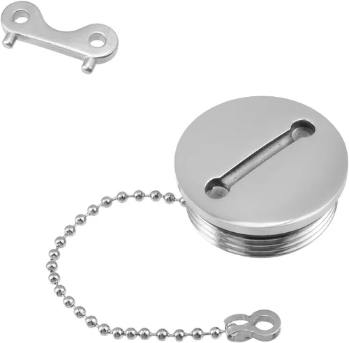 Vista 6 de Tapa de tanque de combustible para barco, cubierta de combustible marino con cadena y llave, tapa de repuesto para llenado de cubierta de acero