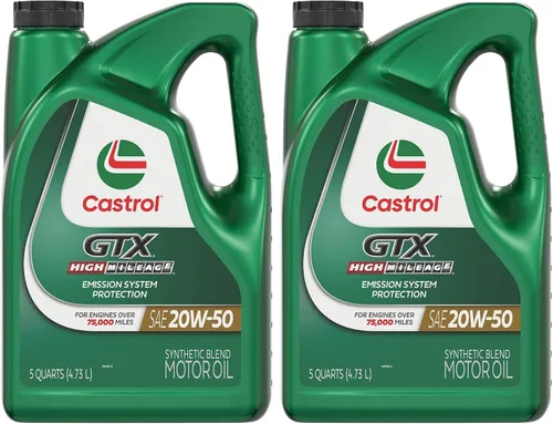 Vista 14 de Castrol GTX High Mileage 20W-50 Aceite de motor de mezcla sintética, 1 cuarto de galón, paquete de 6