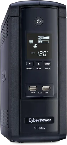 Vista 3 de Ordenador de escritorio brg1500avrlcd CyberPower, con salida ups, puertos avr, lcd, usb Negro