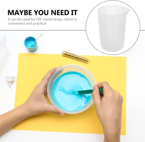 Vista 4 de Healifty 1 taza medidora de silicona de 25.4 fl oz de resina epoxi tazas de mezcla de bricolaje taza dispensadora para medir pintura resina epoxi