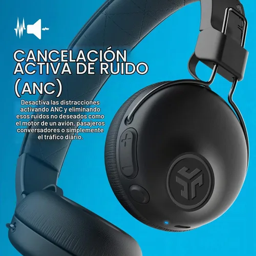 Vista 3 de JLab Studio ANC, auriculares inalámbricos con cancelación activa de ruido, auriculares Bluetooth plegables, color negro