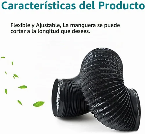 Vista 4 de Manguera de ventilación de secadora de 3 pulgadas, conducto de aire flexible ajustable de PVC de 9.84 pies, conducto de aire de cuatro capas