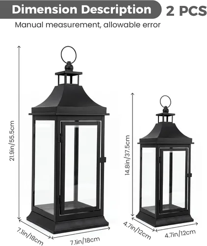 Vista 3 de Juego de 2 faroles de vela decorativos negros para interiores