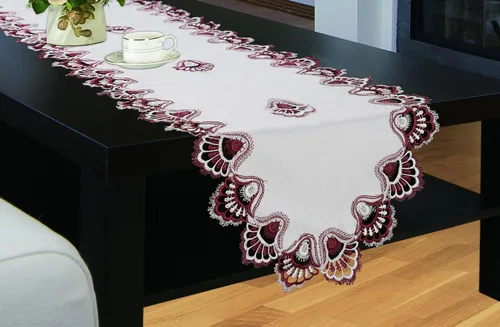 Vista 2 de Royal Bedding Crest - Camino de mesa bordado de lujo para cocina, 16 x 36 pulgadas, beige y dorado