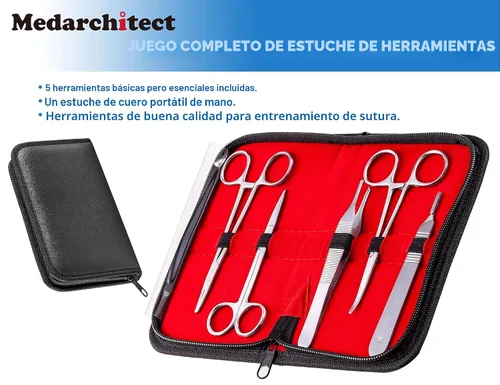 Vista 2 de Medarchitect Kit completo de práctica de sutura (30 piezas) y tablero de práctica de atado de nudos quirúrgicos, entrenamiento de sutura