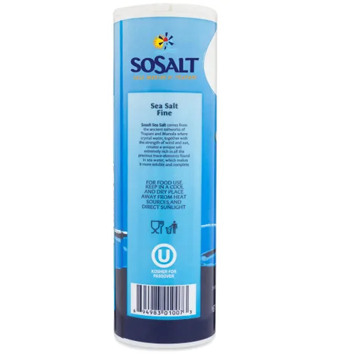 Vista 2 de SOSALT DAL MARE DI TRAPANI Sal marina fina, sal marina siciliana, coctelera, 750 gm (26.5 oz) SoSalt, Sal, recarga, sal marina mediterránea