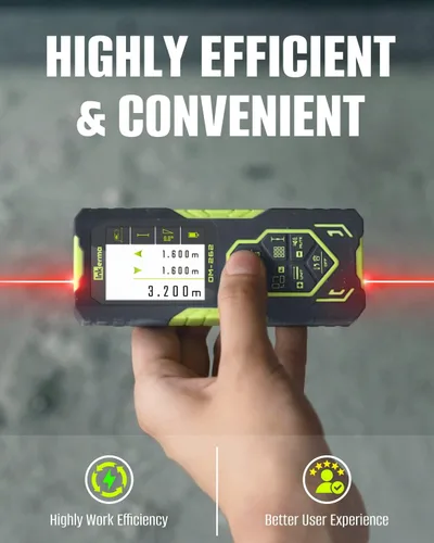 Vista 2 de Laser Measurement Tool, Inkerma Bilateral Laser Distance Meter,Rechargeable Laser Measure with Color Backlit LCD Display, Angle Sensor, Pythagorean