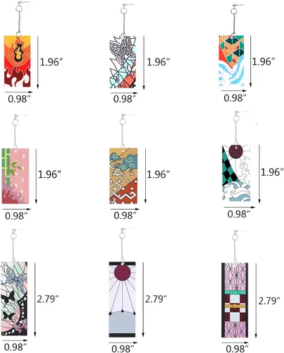 Vista 6 de Tanjiro - Pendientes colgantes para mujer, anime cosplay para hombres, Kimetsu No Yaiba, anime cosplay, regalo de Navidad para niñas, Acrílico, otro