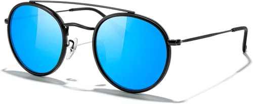 Vista 2 de MERRY'S Gafas de sol polarizadas redondas retro - Gafas de sol unisex de doble puente