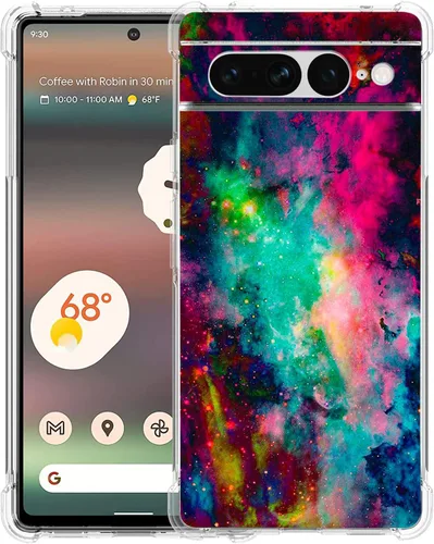 Vista 14 de Pixel 7 Pro - Funda protectora de poliuretano termoplástico resistente a los arañazos y a prueba de golpes con diseño de mandala de pavo real
