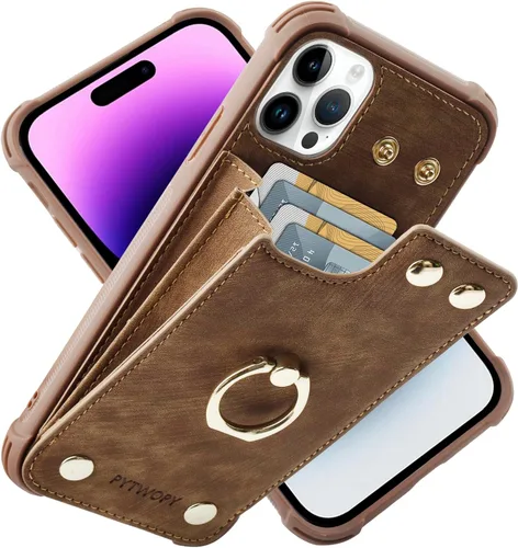 Vista 9 de Funda tipo cartera compatible con iPhone XR/10R con tarjetero de crédito, funda protectora de cuero a prueba de golpes compatible con anillo