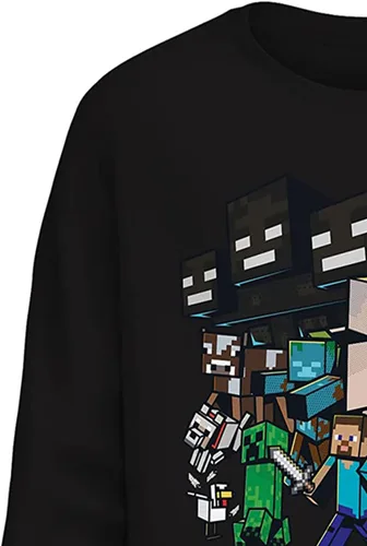 Vista 5 de Minecraft Camiseta de videojuegos para niños, color negro y verde, camiseta oficial de manga larga