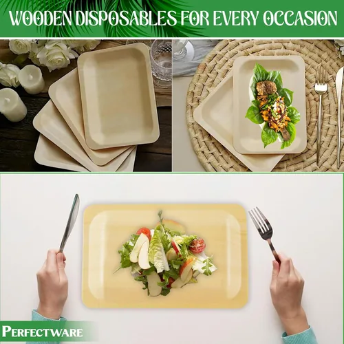 Vista 5 de Perfectware Platos desechables de 7 pulgadas, totalmente naturales, de alta calidad, 100% compostables y biodegradables, paquete de 25