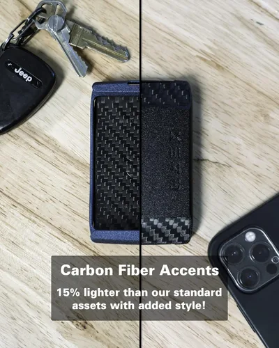 Vista 6 de AKEENI XSTO - Cartera de fibra de carbono Función completa minimalista de metal, hecha en Estados Unidos para hombres y mujeres, aluminio y fibra