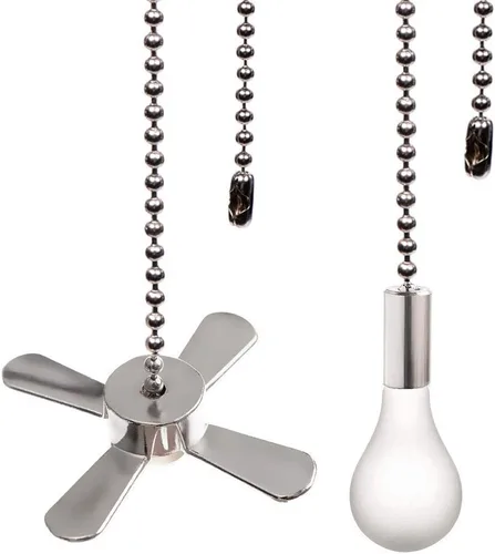Vista 6 de Cadena de tracción para ventilador de techo, juego de tiradores de ventilador de 13.6 pulgadas con conector, 2 cadenas de bolas con cuentas, latón