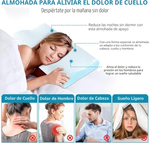 Vista 6 de Almohadas de Espuma Viscoelástica Almohada para el Cuello para Dormir, Almohada Cervical Ergonómica Almohada de Cama para Personas que Duermen
