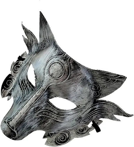 Vista 3 de Suministros de rendimiento de Halloween, máscara de cabeza de lobo de animales, accesorios