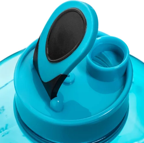 Vista 6 de NatureWorks HydroMATE Botella de agua de medio galón con horarios para beber sin BPA, a prueba de fugas, jarra reutilizable con asa, 64 onzas