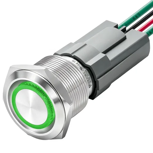 Vista 11 de Interruptor de botón de cierre de 15 amperios 19 mm 3/4 "agujero 12V/24V CC impermeable IP67 SPST de acero inoxidable 304 interruptor