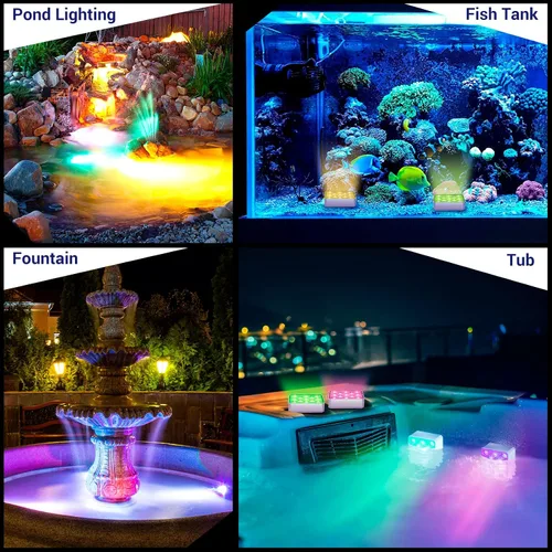 Vista 7 de LOFTEK Luces LED sumergibles con control remoto, recargable, cambio de color RGB, luz impermeable para piscina, base de jarrón, spa, acuario