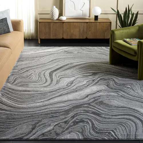 Vista 29 de SAFAVIEH Meadow Collection - Alfombra para pasillo, 2 x 7 pies, azul y gris, diseño abstracto moderno, no desprende pelusa y de fácil cuidado, ideal