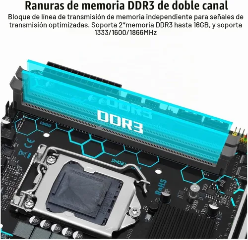 Vista 3 de Placa base H97 Strong LGA 1150 para procesador Intel Core i7/i5/i3/E3 de 4ª