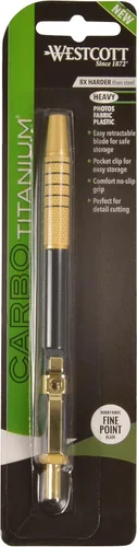 Vista 2 de Westcott 17314 Cuchillo retráctil estilo bolígrafo CarboTitanium Bonded, color dorado