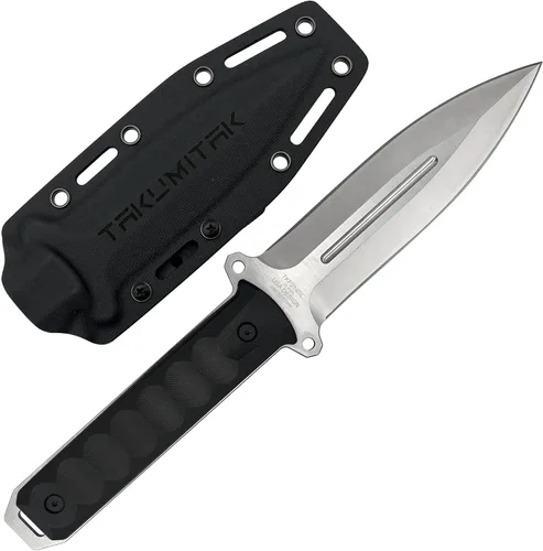 Vista 3 de Cuchillo táctico, cuchillo de caza, cuchillo de supervivencia, hoja de punta de lanza D2, mango G10, funda Kydex, clip Molle, cuchillos de hoja