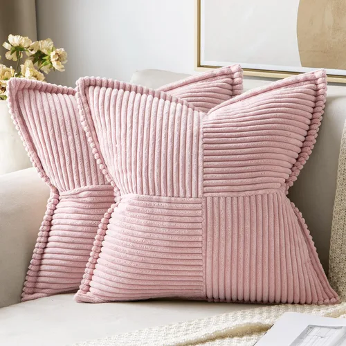 Vista 28 de MIULEE - Juego de 2 fundas de almohada beige de 12 x 12 pulgadas con entretejido, fundas de almohada a rayas bohemias supersuaves con textura