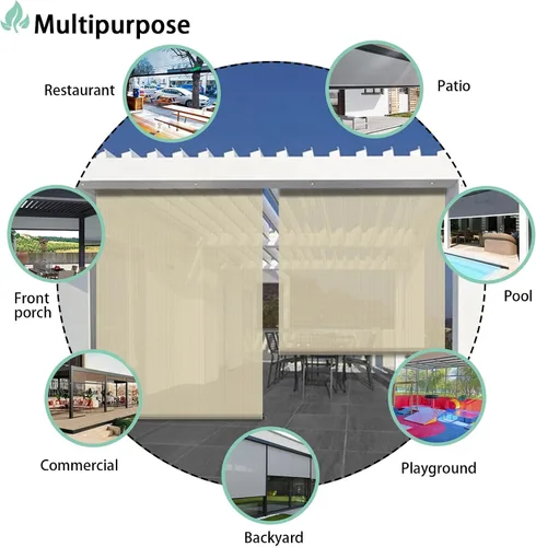 Vista 5 de SunnyRoyal - Persianas enrollables para patio y exteriores, para usar al aire libre, en la terraza, porche, balcón o patio trasero, 4 pies de ancho