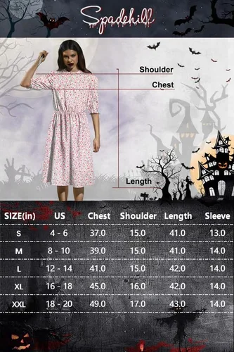 Vista 6 de Spadehill Halloween Costume for Women Pink Floral Dress Cosplay Party Dress