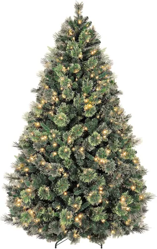 Vista 10 de Hykolity - Árbol de Navidad artificial preiluminado de 6 pies con 350 luces LED blancas cálidas Verde
