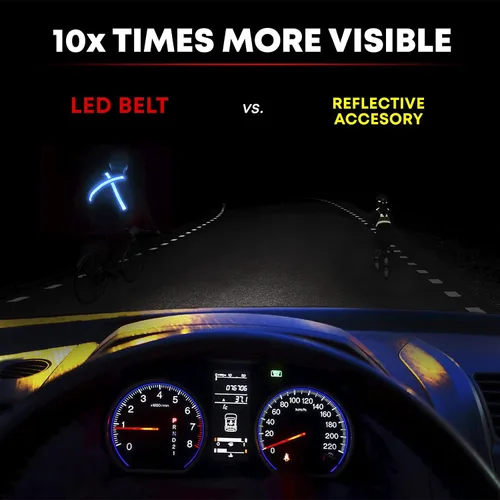 Vista 5 de ILLUMISEEN Cinturón reflectante LED Luces LED de alta visibilidad con 2 modos de iluminación Hebilla ajustable de liberación rápida Recargable