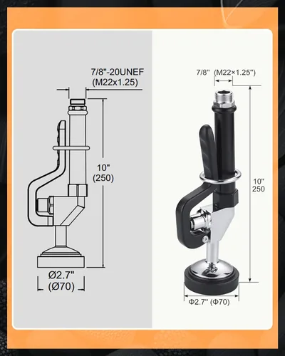 Vista 3 de Válvula rociadora de fregadero comercial con manguera: iVIGA 38" Manguera de pulverización de cocina comercial flexible de acero inoxidable
