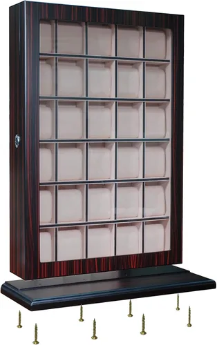 Vista 3 de TimelyBuys Caja organizadora de 30 piezas de madera de ébano para colgar en la pared, caja organizadora de almacenamiento y soporte para regalo