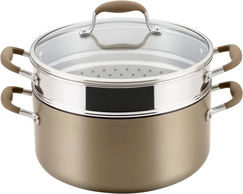 Vista 12 de Anolon Advanced Home Cacerola Antiadherente de Aluminio Anodizado Duro con Colador y Tapa, 2 Cuartos (Cacerola Coladora de 2 Qt, Índigo)