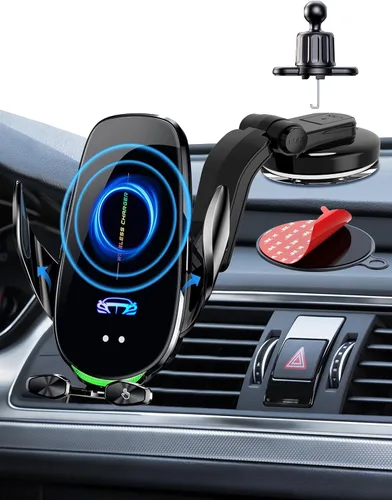 Vista 9 de Soporte inalámbrico para cargador de automóvil, carga rápida, sujeción automática de 15 W, soporte inteligente de inducción de control dual