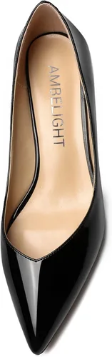 Vista 3 de AMBELIGHT Zapatos de tacón bajo grueso para mujer, con puntera puntiaguda, de 2 pulgadas