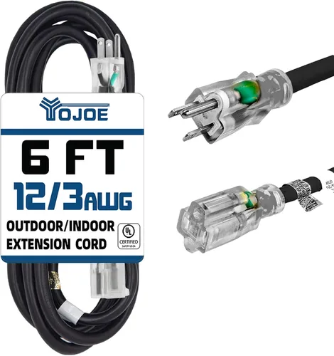 Vista 15 de YOJOE Extensión de cable para interiores y exteriores con extremo iluminado, cable resistente de 3 puntas 15A a prueba de inclemencias del tiempo