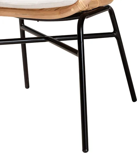 Vista 8 de bali & pari Caelia - Silla de comedor moderna bohemia de ratán natural y metal negro
