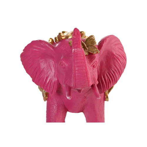 Vista 3 de Figura Decorativa Home ESPRIT Dorado Fucsia Elefante 26 x 13,5 x 19 cm
