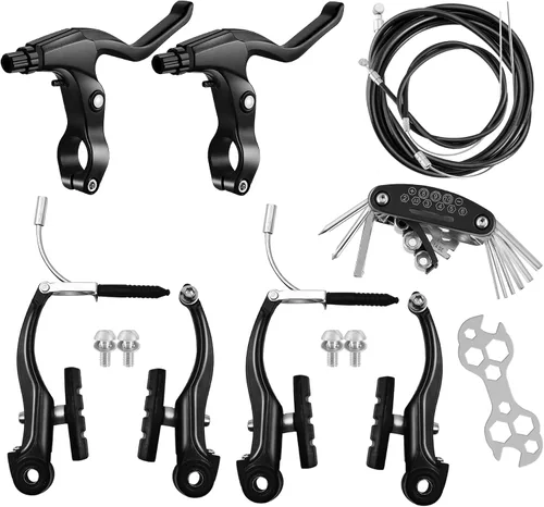 Vista 7 de Juego de Frenos para Bicicleta, Kit Completo de Frenos para la Mayoría de Bicicletas de Montaña, MTB Híbrido, Frenos Delanteros y Traseros, Kit