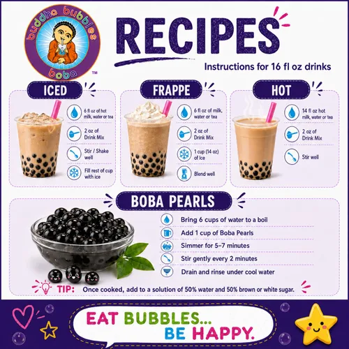 Vista 6 de Buddha Bubbles Boba - Mezcla de bebida en polvo prémium con forma de boba y té de burbujas (2.2 libras / 2.2 lbs)